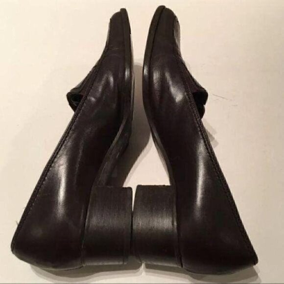 Sesto Meucci Womens Heels size 7 Brown Italian Leather square toe vintage 90s - Picture 3 of 7